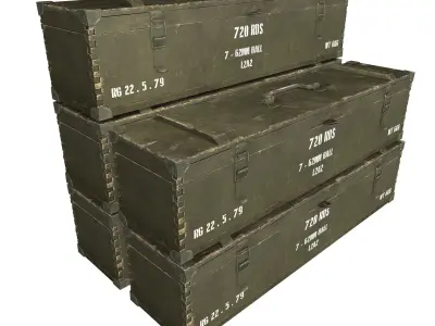Military Wooden Crate Army Low Poly Low-poly 3D model