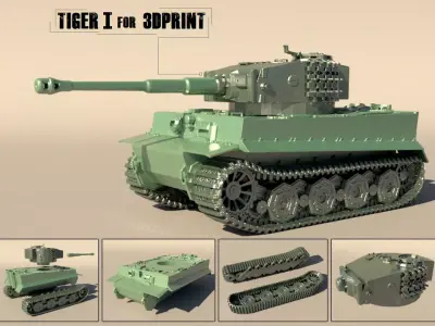 Tank Tiger I for 3Dprint 3D print model