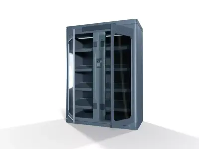 Sci-Fi Storage Cabinet Double Glass Doors - PBR Game Ready Low-poly 3D model