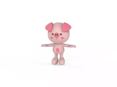 Character012 Pig Animal  Low-poly 3D model