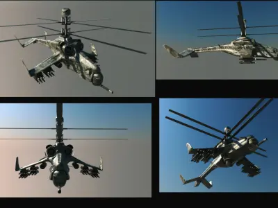 Helicopter Gunchip Low-poly 3D model