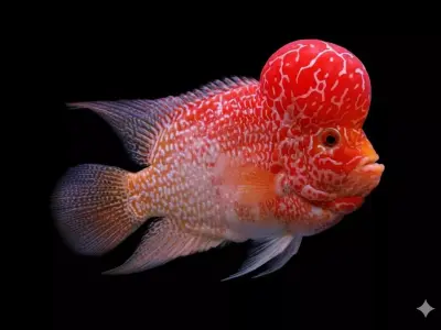 Vibrant Flowerhorn Cichlid HyperRealistic Aquarium Fish Low-poly 3D model