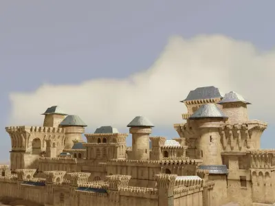 well detailed medieval castle Low-poly 3D model