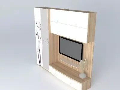 convenient entertainment unit with tv Free 3D model