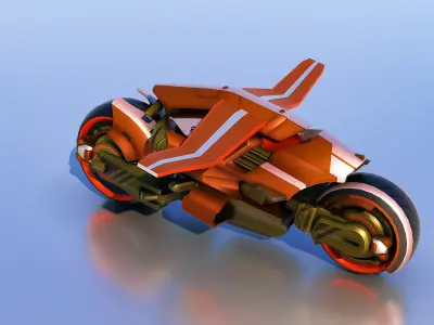 Sci-Fi Bike Tron high and low poly combo Low-poly 3D model