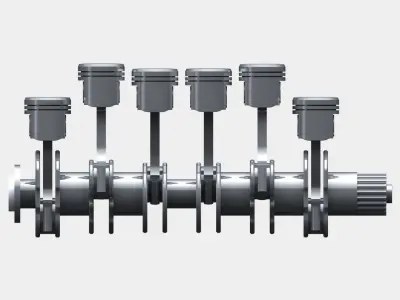 6 cylinder engine 3D model