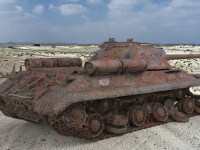 Tank IS 3M Destroyed 3D model