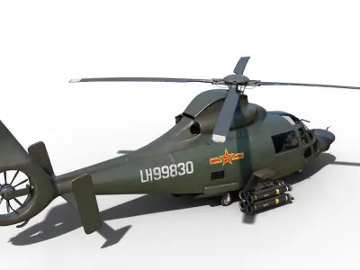 PBR 3 coatings Chinese Z9 WZ-9 gunship Z-9 Helicopter Low-poly 3D model