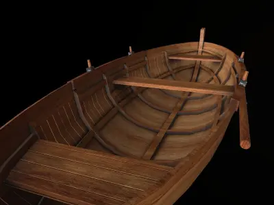 Wooden Boat-2 Low-poly 3D model