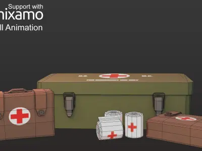 WW2 US Medic Low-poly 3D model