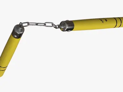 Nunchaku Bruce Lee in yellow Low-poly 3D model