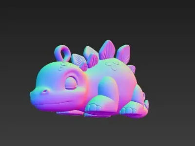 Sleeping Cute Stegosaurus 3D Printable Dinosaur Keychain Model 3D print model