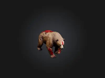 Realistic Wounded Bear Model Low-poly 3D model