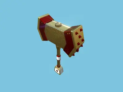 Medieval War Hammer 07 Gold Luxury- Fantasy Weaponry Low-poly 3D model