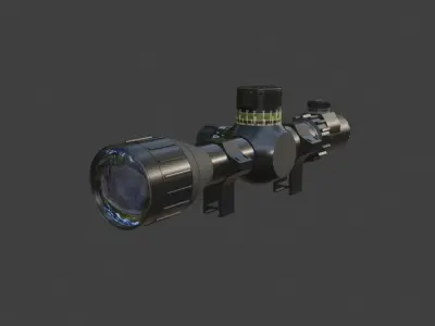 High-Detail Black Scope 3D Model with Glossy Finish 3D model