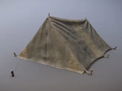 Military Tent WWII TwoSleeping close vr2 Low-poly 3D model