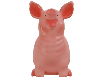 Piggy Bank 3D low-poly and high-poly Free low-poly 3D model