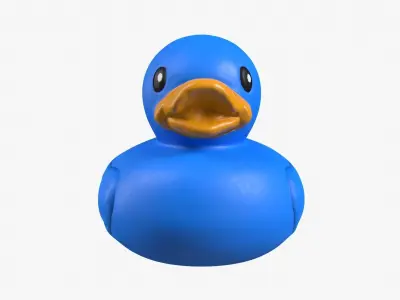 Bathtub Duck in blue Low-poly 3D model