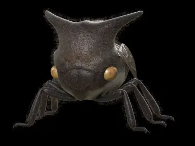 Treehopper bug with long legs and big eyes 3D model