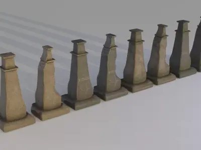 Hand Sculpted cemetery gravestones part 2 Low-poly 3D model