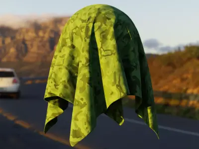 Realistic Procedural Green Camo Fabric Shader Texture Texture