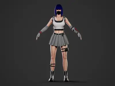 Secret Agent Girl - Game Ready Low-poly 3D model