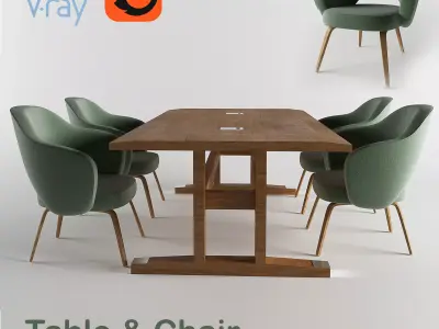 table and chair Free 3D model