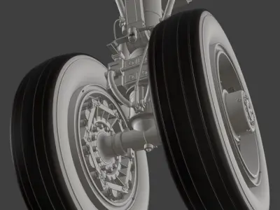 High-polly 50s American Bomber Landing Gear 3D model