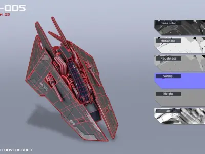 Scifi Hovercraft Low-poly 3D model