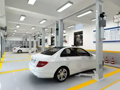 Auto repair shop Low-poly 3D model