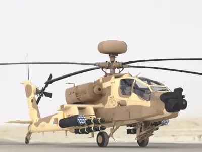 AH64E Apache Longbow Helicopter Desert Low-poly 3D model