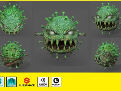 Covid monster Low-poly 3D model