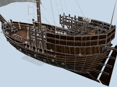 Small ship Low-poly 3D model