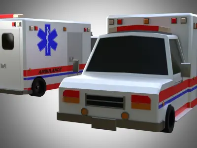 Low poly ambulance Low-poly 3D model