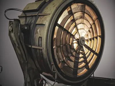 Searchlight wwii light projector Low-poly 3D model