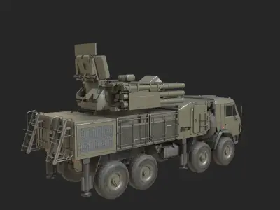 Russian Army Pantsir S1 shell close air defence system Low-poly 3D model