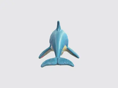 cartoon dolphin characterd happy swimming 3D model