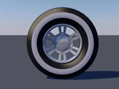 6 Lug Rims with Low Poly Treadless Tire 3D model