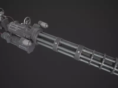Gatling Gun Low-poly 3D model