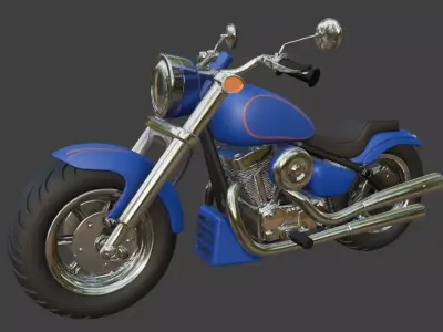 Cartoon Blue Motorcycle 3D Model 3D model
