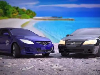 Mazda and Acura Car 3D Model Free low-poly 3D model