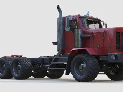 Severe Duty Oilfield Tridem Winch Truck Low-poly 3D model