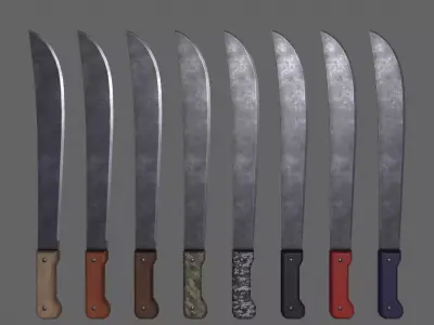 PBR Machete Low-poly 3D model