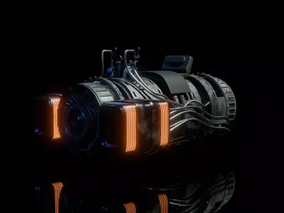Futuristic cyberpunk-inspired hoverbike  3D model