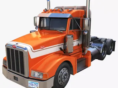 Peterbilt 377 daycab truck Low-poly 3D model