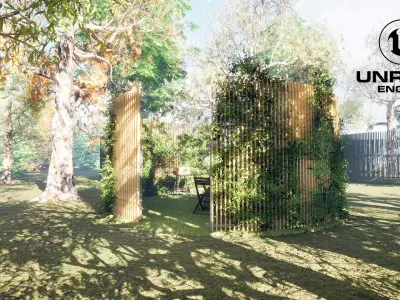 Private Round Pergolas in a forest  with Trees collection Low-poly 3D model