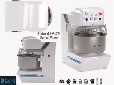 Globe Commercial Spiral Mixer GSM175 3D model