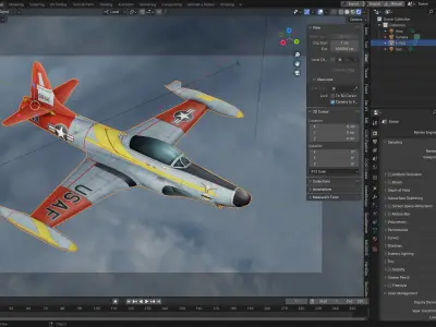 F-94A Starfire jet fighter Hand painted game model Low-poly 3D model