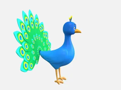 Cartoon Peacock 3D model