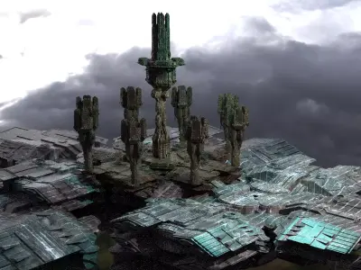 Occult Elven Sci fi courtyard kit bash 2 3D model